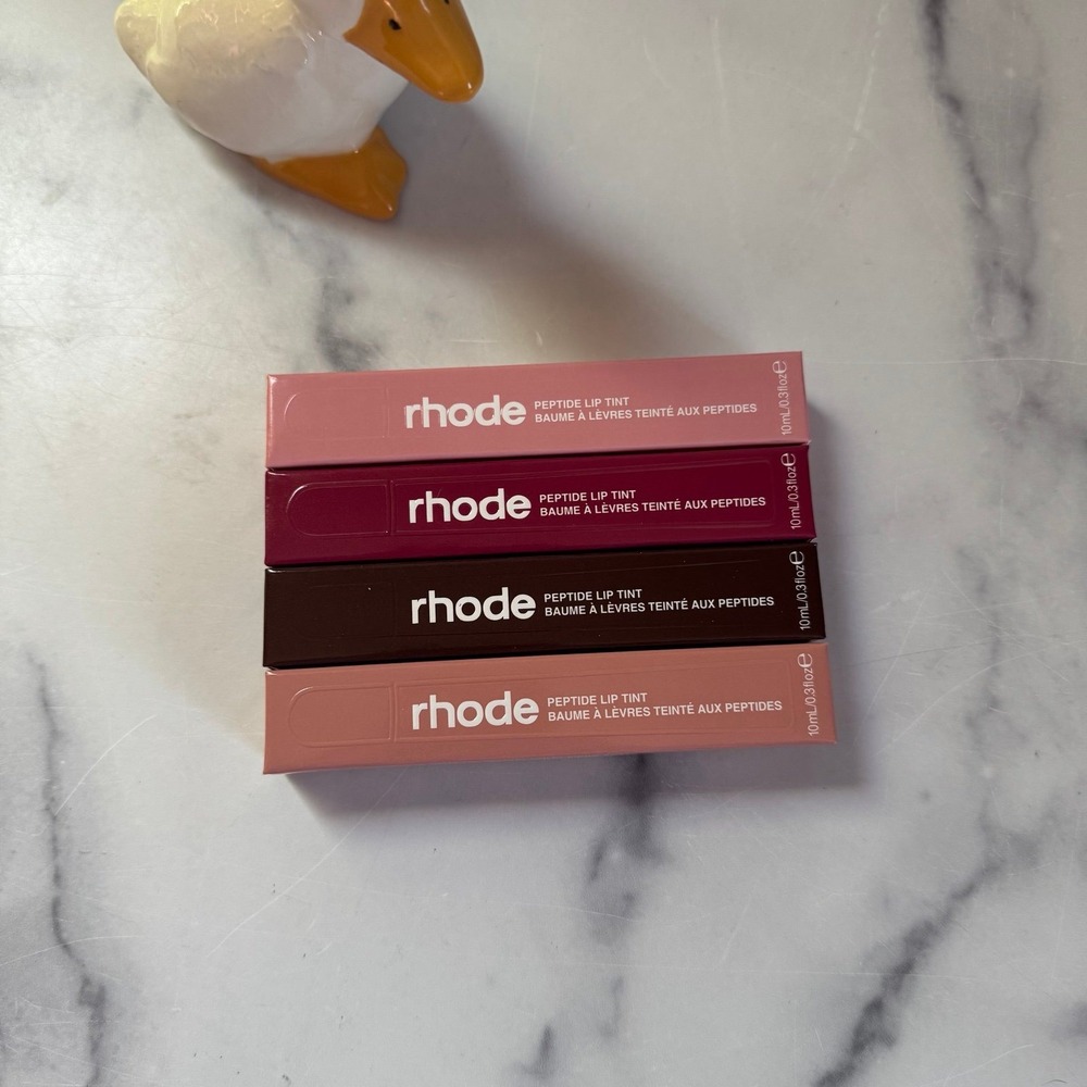 Rhode Peptide Lip Tint Set 4 Ribbon Raspberry Jelly Espresso Toast 10ml Each